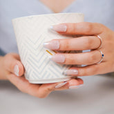 Glaze Pink Press on Nails Short Coffin French Tip with Blue Glazed Donut Design